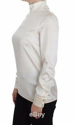 NEW $900 DOLCE & GABBANA Blouse White Silk Stretch Long Sleeve Top IT40 / US6/ S