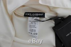NEW $900 DOLCE & GABBANA Blouse White Silk Stretch Long Sleeve Top IT40 / US6/ S