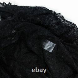 NEW Alexis Charis Black Sheer Lace Tie Neck Long Sleeve Button Front Blouse Top