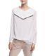 New Brunello Cucinelli Long-sleeve Washed Silk Crewneck Top With Monili Stripe S