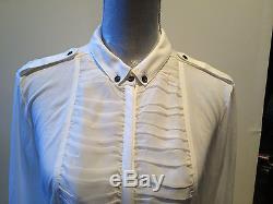 NEW Burberry White Long Sleeves Button down Shirt Blouse Top Size L