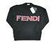 New Fendi Tops Long Sleeve Knit Sweater 40 Logo Wool Black Italy 13151303600 K