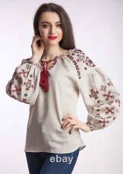 NEW Linen Ukrainian Vyshyvanka Women Embroidered Linen Blouse Women Shirt shirt