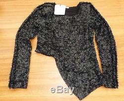 NEW Size 12 AJE Black Dame Bakir Sequin Long Sleeve Top $350rrp