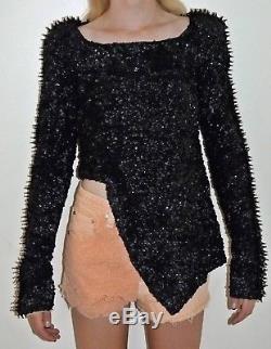 NEW Size 12 AJE Black Dame Bakir Sequin Long Sleeve Top $350rrp