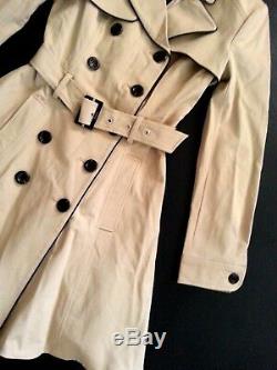 NEW bebe beige black belt long sleeve top dress flare trench coat jacket S Small