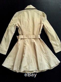 NEW bebe beige black belt long sleeve top dress flare trench coat jacket S Small