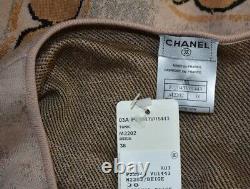 NEW w TAGS Chanel Knit Tunic Mini Sweater Dress Top Beige CC CASHMERE Ostrich 38