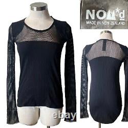 NOMd New Zealand Black Mesh Inserts, Knit Jersey Long Sleeve Top 8Aust-UK/4US