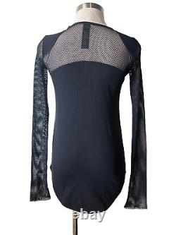 NOMd New Zealand Black Mesh Inserts, Knit Jersey Long Sleeve Top 8Aust-UK/4US