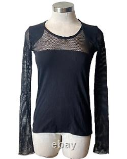 NOMd New Zealand Black Mesh Inserts, Knit Jersey Long Sleeve Top 8Aust-UK/4US