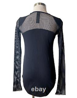 NOMd New Zealand Black Mesh Inserts, Knit Jersey Long Sleeve Top 8Aust-UK/4US