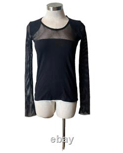 NOMd New Zealand Black Mesh Inserts, Knit Jersey Long Sleeve Top 8Aust-UK/4US