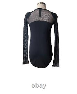 NOMd New Zealand Black Mesh Inserts, Knit Jersey Long Sleeve Top 8Aust-UK/4US