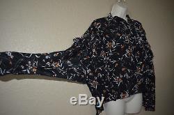 NWOT 38/4 $755 Isabel Marant Black Floral Sibel Long Sleeve Oversized Blouse Top