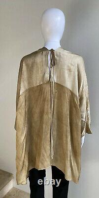 NWOT $985 UMA WANG Silk Taci Top Tan Draped Tunic, Size Medium