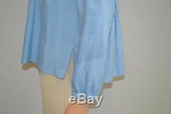 NWOT Isabel Marant Light Blue Silk Pleated Ruffle Long Sleeve Blouse/Top Size 34