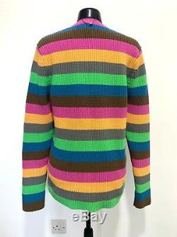 NWOT Loewe Rainbow Stripe Chunky Knit Long Sleeve Jumper Sweater Top S
