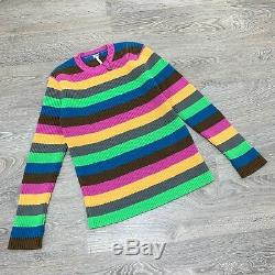NWOT Loewe Rainbow Stripe Chunky Knit Long Sleeve Jumper Sweater Top S
