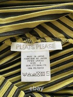 NWOT PLEATS PLEASE ISSEY MIYAKE Striped Long Sleeve Top Blouse 3 (Medium)