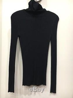NWOT Vince Skinny Rib Black Cashmere Turtleneck Sweater Top Long Sleeve S 2 4 6