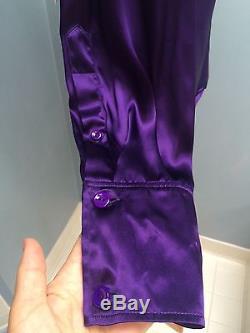 NWT $1190 Nina Ricci purple satin bodysuit top long sleeves