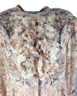 NWT $1,820 ALEXANDER MCQUEEN US sz 6 Italy 42 Silk Long Sleeve Sheer Blouse Top