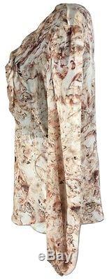 NWT $1,820 ALEXANDER MCQUEEN US sz 6 Italy 42 Silk Long Sleeve Sheer Blouse Top
