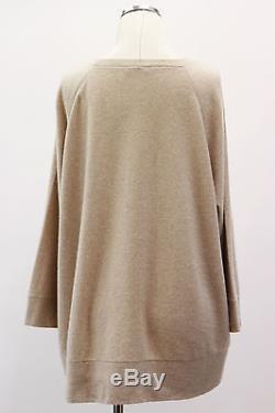 NWT $2575 Brunello Cucinelli Beige Long Sleeved Top Blouse Cashmere Blend Size M
