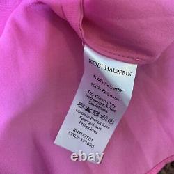 NWT $298 Kobi Halperin Frances Long-Sleeve Blouse In Pink Satin Medium Shirt Top