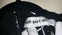 NWT $375 UK8/US4 SELF-PORTRAIT Black Lace Long Sleeve Blouse Top