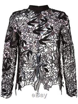 NWT $375 UK8/US4 SELF-PORTRAIT Vine Floral Lace Long Sleeve Blouse Top