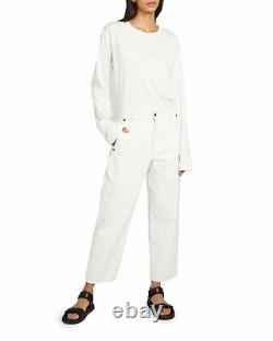 NWT $390 The Row Autie Long Sleeve Cotton Top in White sz L