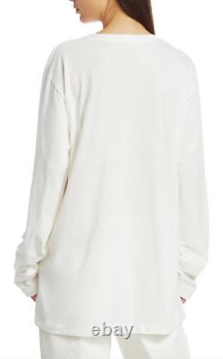NWT $390 The Row Autie Long Sleeve Cotton Top in White sz L