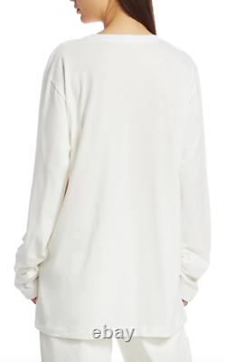NWT $390 The Row Autie Long Sleeve Cotton Top in White sz XS