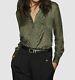 Nwt $595 Reiss Women's Green Sheer Long-sleeve Button Shirt Blouse Top Size Us 4