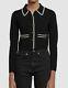 Nwt $649 Sandro Paris Women's Black Long-sleeve Cardigan Crop Top Sweater Size 0