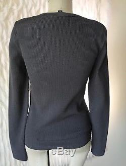 NWT $745 Cushnie Et Ochs Gray Sienne Knit Long Sleeve Cutout Top Sweater Medium