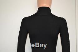 NWT Alaia Black Wool Collar/Turtleneck Long Sleeve Bodysuit/Top Size 36 $1,385