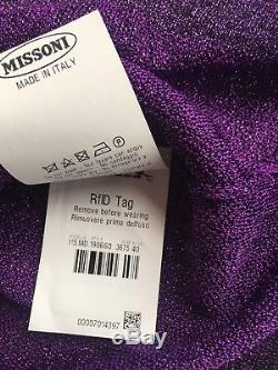 NWT Authentic Missoni Women's Purple Long Sleeve Crewneck Sweater Top Size 40 EU