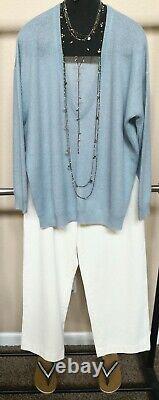 NWT Brunello Cucinelli 975$ 2XL IT Baby Blue V-Neck Mohair Wool Rib Knitted Top