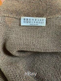 NWT Brunello Cucinelli size M bronze cap sleeves cotton lurex long cardigan top