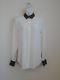 Nwt Celine Silk Offwhite Brown Collar Cuff Contrast Long Sleeve Blouse Top 38/6