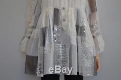 NWT Chanel White Silk Organza Embellished Long Sleeve Blouse/Top, 38, $11,200