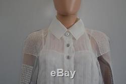 NWT Chanel White Silk Organza Embellished Long Sleeve Blouse/Top, 38, $11,200