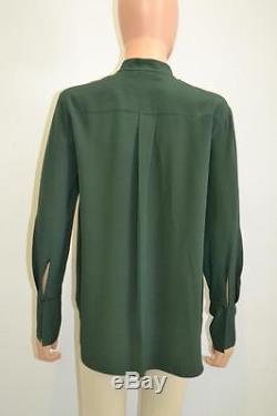 NWT Chloe Forest Green Silk Ruffle Long Sleeve Blouse/Top Size 36