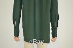 NWT Chloe Forest Green Silk Ruffle Long Sleeve Blouse/Top Size 36