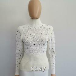 NWT Chloe Iconic Milk Turtleneck Metal Eyelet Sweater/Top Size XS $2,150