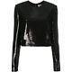 Nwt Diane Von Furstenberg Long Sleeved Black Sequin Crop Top Evening Size 6