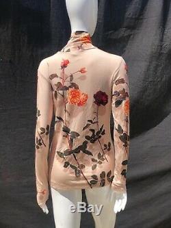 NWT Dries Van Noten HASKEE floral long sleeve turtlneck blouse top jersey skin
